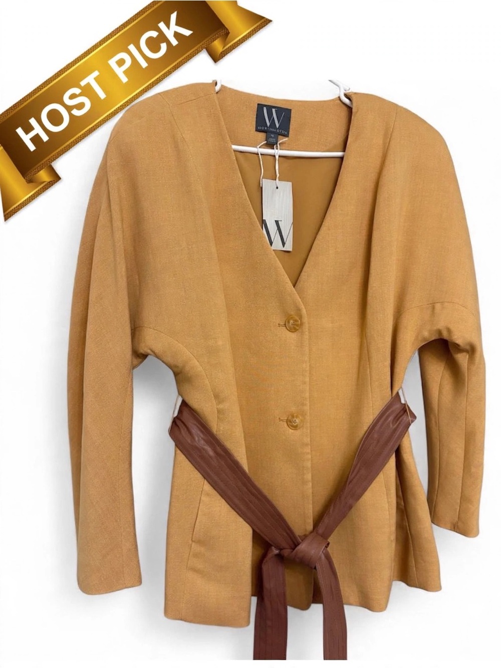 Worthington Waist Tie Blazer Jacket 14 Rust Orange Terracotta Workwear